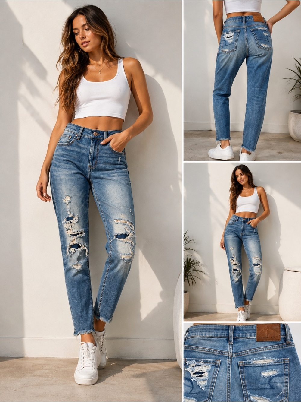 American Eagle Hi-Rise Jegging Distressed Jeans Women’s Size 6 Light Wash